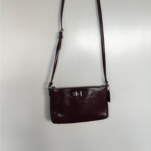 Leather Burgundy Vintage  Crossbody Bag with Adjustable Strap